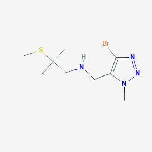 molecular formula C9H17BrN4S B7304996 N-[(5-bromo-3-methyltriazol-4-yl)methyl]-2-methyl-2-methylsulfanylpropan-1-amine 