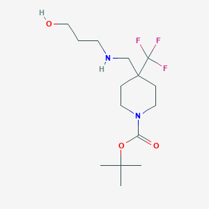molecular formula C15H27F3N2O3 B7305050 Tert-butyl 4-[(3-hydroxypropylamino)methyl]-4-(trifluoromethyl)piperidine-1-carboxylate 
