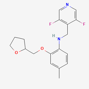 molecular formula C18H20F2N2O2 B7305069 N-[(3,5-difluoropyridin-4-yl)methyl]-4-methyl-2-(oxolan-2-ylmethoxy)aniline 