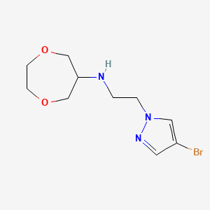 molecular formula C10H16BrN3O2 B7305077 N-[2-(4-bromopyrazol-1-yl)ethyl]-1,4-dioxepan-6-amine 