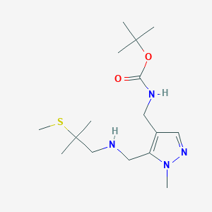 molecular formula C16H30N4O2S B7305127 tert-butyl N-[[1-methyl-5-[[(2-methyl-2-methylsulfanylpropyl)amino]methyl]pyrazol-4-yl]methyl]carbamate 
