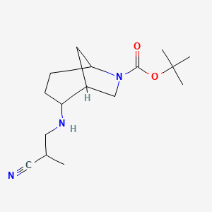molecular formula C16H27N3O2 B7305155 Tert-butyl 2-(2-cyanopropylamino)-6-azabicyclo[3.2.1]octane-6-carboxylate 