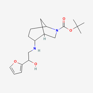 molecular formula C18H28N2O4 B7305162 Tert-butyl 2-[[2-(furan-2-yl)-2-hydroxyethyl]amino]-6-azabicyclo[3.2.1]octane-6-carboxylate 