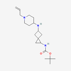 molecular formula C19H33N3O2 B7305196 tert-butyl N-[5-[(1-prop-2-enylpiperidin-4-yl)amino]spiro[2.3]hexan-2-yl]carbamate 