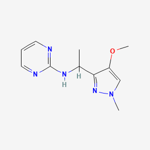molecular formula C11H15N5O B7305248 N-[1-(4-methoxy-1-methylpyrazol-3-yl)ethyl]pyrimidin-2-amine 