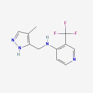 molecular formula C11H11F3N4 B7305278 N-[(4-methyl-1H-pyrazol-5-yl)methyl]-3-(trifluoromethyl)pyridin-4-amine 