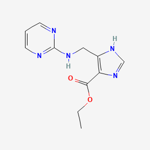 molecular formula C11H13N5O2 B7305283 ethyl 5-[(pyrimidin-2-ylamino)methyl]-1H-imidazole-4-carboxylate 