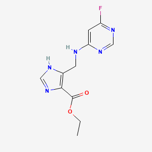molecular formula C11H12FN5O2 B7305294 ethyl 5-[[(6-fluoropyrimidin-4-yl)amino]methyl]-1H-imidazole-4-carboxylate 