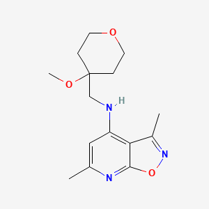 molecular formula C15H21N3O3 B7305423 N-[(4-methoxyoxan-4-yl)methyl]-3,6-dimethyl-[1,2]oxazolo[5,4-b]pyridin-4-amine 