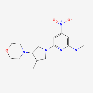 molecular formula C16H25N5O3 B7305435 N,N-dimethyl-6-(3-methyl-4-morpholin-4-ylpyrrolidin-1-yl)-4-nitropyridin-2-amine 