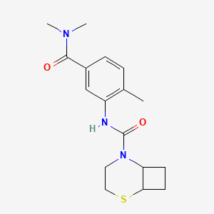 molecular formula C17H23N3O2S B7305668 N-[5-(dimethylcarbamoyl)-2-methylphenyl]-2-thia-5-azabicyclo[4.2.0]octane-5-carboxamide 