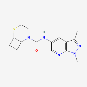 molecular formula C15H19N5OS B7305676 N-(1,3-dimethylpyrazolo[3,4-b]pyridin-5-yl)-2-thia-5-azabicyclo[4.2.0]octane-5-carboxamide 