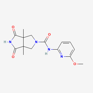molecular formula C15H18N4O4 B7305687 N-(6-methoxypyridin-2-yl)-3a,6a-dimethyl-1,3-dioxo-4,6-dihydropyrrolo[3,4-c]pyrrole-5-carboxamide 