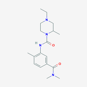 molecular formula C18H28N4O2 B7305840 N-[5-(dimethylcarbamoyl)-2-methylphenyl]-4-ethyl-2-methylpiperazine-1-carboxamide 