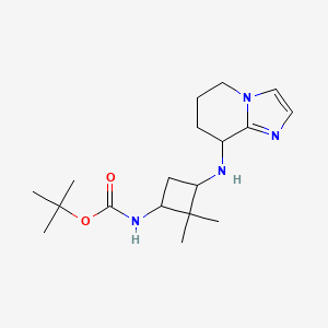 molecular formula C18H30N4O2 B7305971 tert-butyl N-[2,2-dimethyl-3-(5,6,7,8-tetrahydroimidazo[1,2-a]pyridin-8-ylamino)cyclobutyl]carbamate 