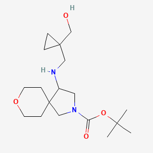 molecular formula C18H32N2O4 B7305985 Tert-butyl 4-[[1-(hydroxymethyl)cyclopropyl]methylamino]-8-oxa-2-azaspiro[4.5]decane-2-carboxylate 