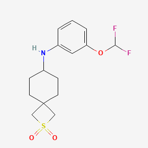 molecular formula C15H19F2NO3S B7306023 N-[3-(difluoromethoxy)phenyl]-2,2-dioxo-2lambda6-thiaspiro[3.5]nonan-7-amine 