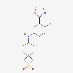 molecular formula C18H22N2O3S B7306026 N-[4-methyl-3-(1,3-oxazol-2-yl)phenyl]-2,2-dioxo-2lambda6-thiaspiro[3.5]nonan-7-amine 