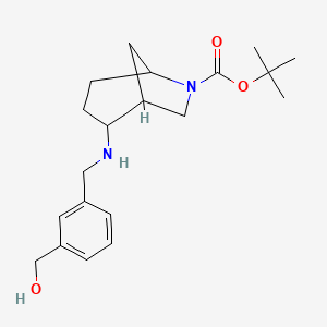 molecular formula C20H30N2O3 B7306028 Tert-butyl 2-[[3-(hydroxymethyl)phenyl]methylamino]-6-azabicyclo[3.2.1]octane-6-carboxylate 