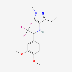 molecular formula C16H20F3N3O2 B7306041 N-[1-(3,4-dimethoxyphenyl)-2,2,2-trifluoroethyl]-3-ethyl-1-methylpyrazol-4-amine 