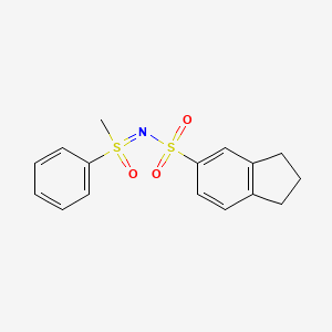molecular formula C16H17NO3S2 B7306475 N-(methyl-oxo-phenyl-lambda6-sulfanylidene)-2,3-dihydro-1H-indene-5-sulfonamide 