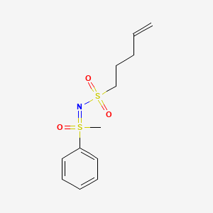 molecular formula C12H17NO3S2 B7306490 N-(methyl-oxo-phenyl-lambda6-sulfanylidene)pent-4-ene-1-sulfonamide 