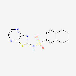molecular formula C15H14N4O2S2 B7306511 N-([1,3]thiazolo[4,5-b]pyrazin-2-yl)-5,6,7,8-tetrahydronaphthalene-2-sulfonamide 