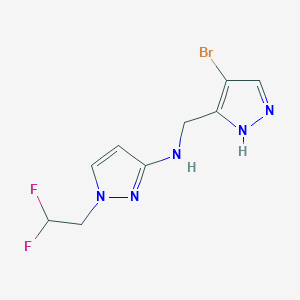molecular formula C9H10BrF2N5 B7306689 N-[(4-bromo-1H-pyrazol-5-yl)methyl]-1-(2,2-difluoroethyl)pyrazol-3-amine 