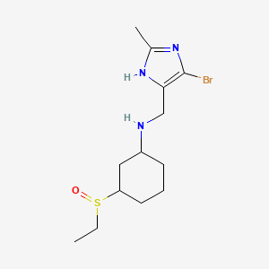 molecular formula C13H22BrN3OS B7306713 N-[(4-bromo-2-methyl-1H-imidazol-5-yl)methyl]-3-ethylsulfinylcyclohexan-1-amine 