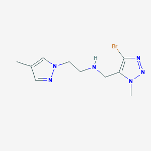 molecular formula C10H15BrN6 B7306724 N-[(5-bromo-3-methyltriazol-4-yl)methyl]-2-(4-methylpyrazol-1-yl)ethanamine 