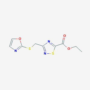 molecular formula C9H9N3O3S2 B7306830 Ethyl 3-(1,3-oxazol-2-ylsulfanylmethyl)-1,2,4-thiadiazole-5-carboxylate 