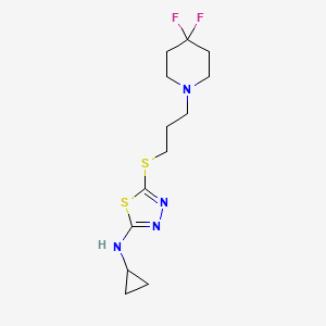 molecular formula C13H20F2N4S2 B7306863 N-cyclopropyl-5-[3-(4,4-difluoropiperidin-1-yl)propylsulfanyl]-1,3,4-thiadiazol-2-amine 