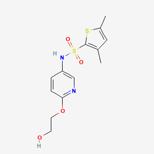 molecular formula C13H16N2O4S2 B7306900 N-[6-(2-hydroxyethoxy)pyridin-3-yl]-3,5-dimethylthiophene-2-sulfonamide 