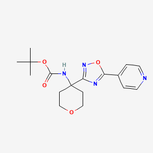 molecular formula C17H22N4O4 B7307016 tert-butyl N-[4-(5-pyridin-4-yl-1,2,4-oxadiazol-3-yl)oxan-4-yl]carbamate 