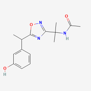 molecular formula C15H19N3O3 B7307046 N-[2-[5-[1-(3-hydroxyphenyl)ethyl]-1,2,4-oxadiazol-3-yl]propan-2-yl]acetamide 