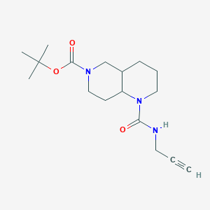 molecular formula C17H27N3O3 B7307068 Tert-butyl 1-(prop-2-ynylcarbamoyl)-2,3,4,4a,5,7,8,8a-octahydro-1,6-naphthyridine-6-carboxylate 