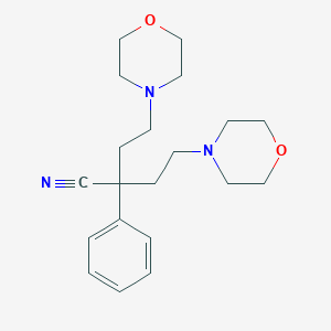 molecular formula C20H29N3O2 B073071 Butyronitrile, 4-morpholino-2-(2-morpholinoethyl)-2-phenyl- CAS No. 1241-77-6