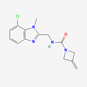 molecular formula C14H15ClN4O B7307129 N-[(7-chloro-1-methylbenzimidazol-2-yl)methyl]-3-methylideneazetidine-1-carboxamide 
