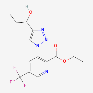 molecular formula C14H15F3N4O3 B7307290 Ethyl 3-[4-(1-hydroxypropyl)triazol-1-yl]-5-(trifluoromethyl)pyridine-2-carboxylate 