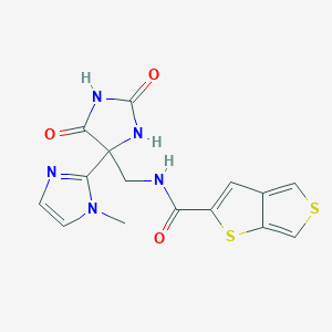 molecular formula C15H13N5O3S2 B7307441 N-[[4-(1-methylimidazol-2-yl)-2,5-dioxoimidazolidin-4-yl]methyl]thieno[2,3-c]thiophene-2-carboxamide 