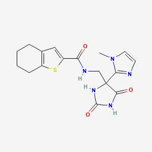 molecular formula C17H19N5O3S B7307462 N-[[4-(1-methylimidazol-2-yl)-2,5-dioxoimidazolidin-4-yl]methyl]-4,5,6,7-tetrahydro-1-benzothiophene-2-carboxamide 