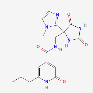 molecular formula C17H20N6O4 B7307468 N-[[4-(1-methylimidazol-2-yl)-2,5-dioxoimidazolidin-4-yl]methyl]-2-oxo-6-propyl-1H-pyridine-4-carboxamide 