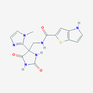 molecular formula C15H14N6O3S B7307499 N-[[4-(1-methylimidazol-2-yl)-2,5-dioxoimidazolidin-4-yl]methyl]-4H-thieno[3,2-b]pyrrole-2-carboxamide 