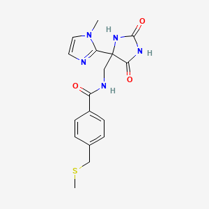 molecular formula C17H19N5O3S B7307509 N-[[4-(1-methylimidazol-2-yl)-2,5-dioxoimidazolidin-4-yl]methyl]-4-(methylsulfanylmethyl)benzamide 