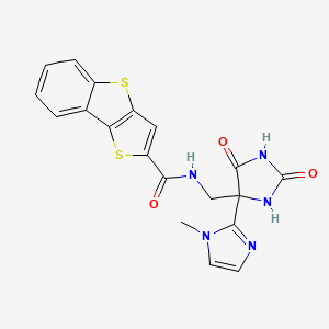 molecular formula C19H15N5O3S2 B7307580 N-[[4-(1-methylimidazol-2-yl)-2,5-dioxoimidazolidin-4-yl]methyl]thieno[3,2-b][1]benzothiole-2-carboxamide 