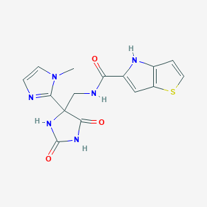 molecular formula C15H14N6O3S B7307639 N-[[4-(1-methylimidazol-2-yl)-2,5-dioxoimidazolidin-4-yl]methyl]-4H-thieno[3,2-b]pyrrole-5-carboxamide 