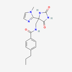 molecular formula C18H21N5O3 B7307664 N-[[4-(1-methylimidazol-2-yl)-2,5-dioxoimidazolidin-4-yl]methyl]-4-propylbenzamide 
