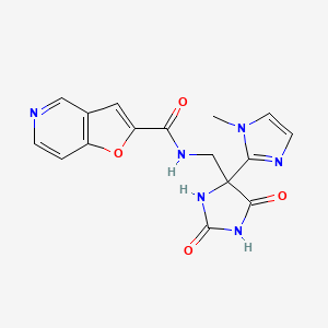 molecular formula C16H14N6O4 B7307677 N-[[4-(1-methylimidazol-2-yl)-2,5-dioxoimidazolidin-4-yl]methyl]furo[3,2-c]pyridine-2-carboxamide 