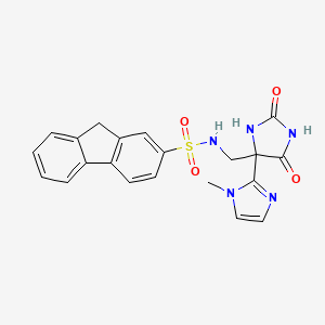 molecular formula C21H19N5O4S B7307717 N-[[4-(1-methylimidazol-2-yl)-2,5-dioxoimidazolidin-4-yl]methyl]-9H-fluorene-2-sulfonamide 