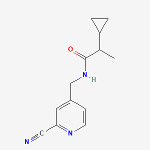 molecular formula C13H15N3O B7307755 N-[(2-cyanopyridin-4-yl)methyl]-2-cyclopropylpropanamide 